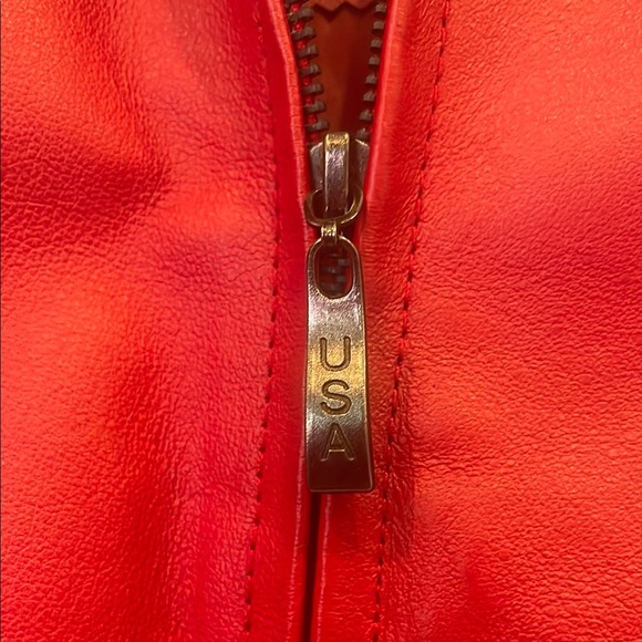 Ferrari Red and Yellow leather  jacket with Iconic Branding zip front like new - Picture 5 of 6